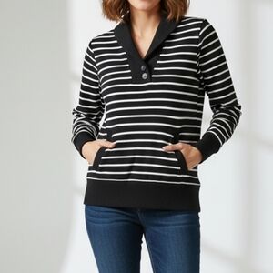 Banana Republic Black and White Striped Hoodie